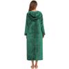 Women's Zip Up Plush Fleece Robe Hooded Warm Long Bathrobe Dressing Gown Winter Cozy Zipper Lounger Sleepwear Housecoat Loungewear Nightgown