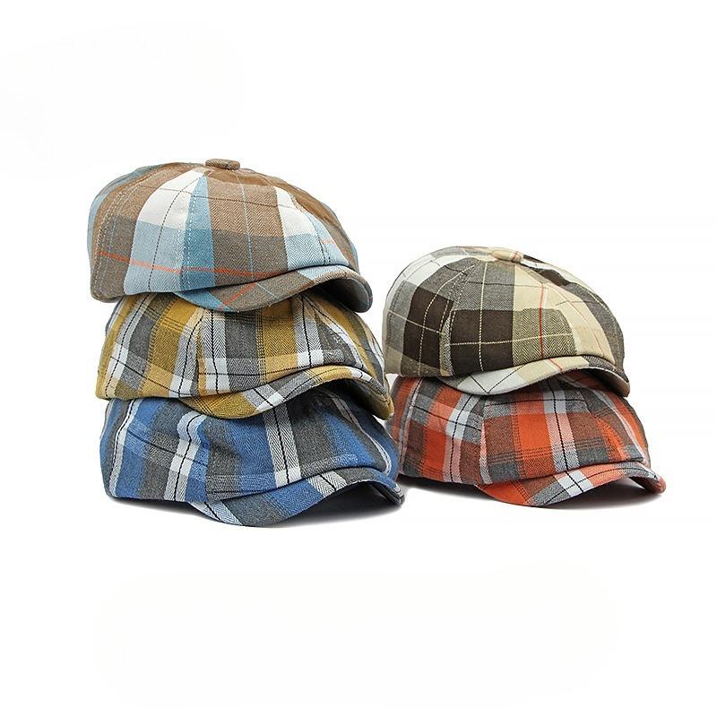 Fashion Plaid Newsboy Cap for Men Women Spring Summer Thin Octagonal Hat British Retro Beret Baker Boy Cap Painter Hat