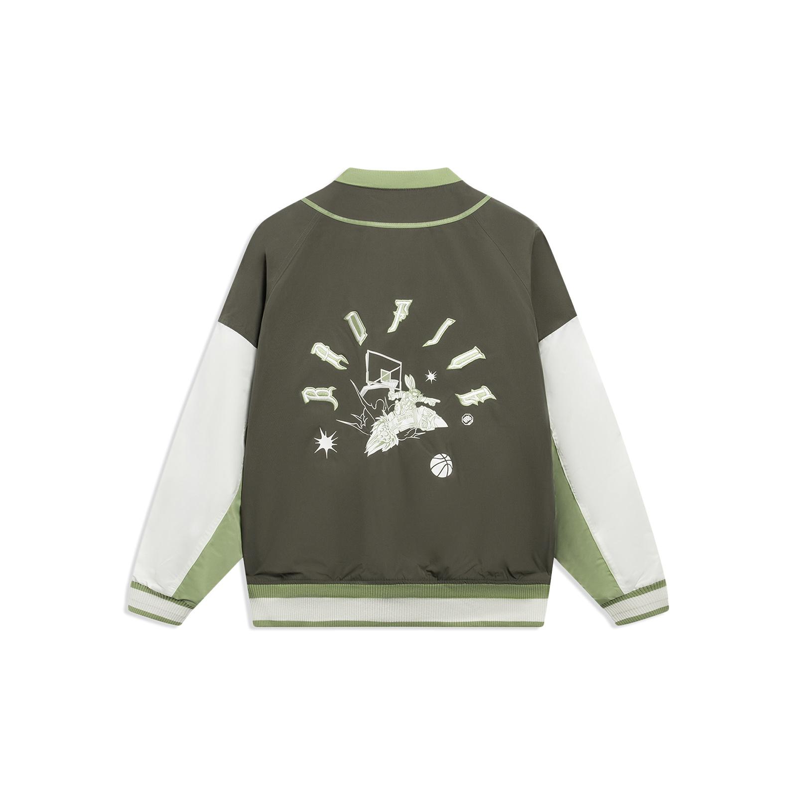 Li-Ning BadFive Graphic Cotton Baseball Jacket Olive White Men s AJMT017-5 XL