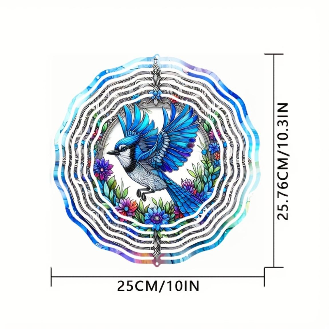 

Ветряк Сойка - 10-дюймовый 3D металлический кинетический садовый арт, яркий цветочный и птичий дизайн, крючок с вращением на 360° - всепогодный уличный 01A