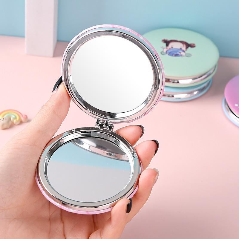 New Cute Cartoon Double-Sided Makeup Mirror 2-Face Portable Foldable Pocket Mirror for Women Girls Travel Makeup Birthday Gifts