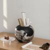 Vase with Brushstroke Decoration Artistic Bulbous Vase Long-Lasting Waterproof for Home Decorators, Entryway, Bookshelf