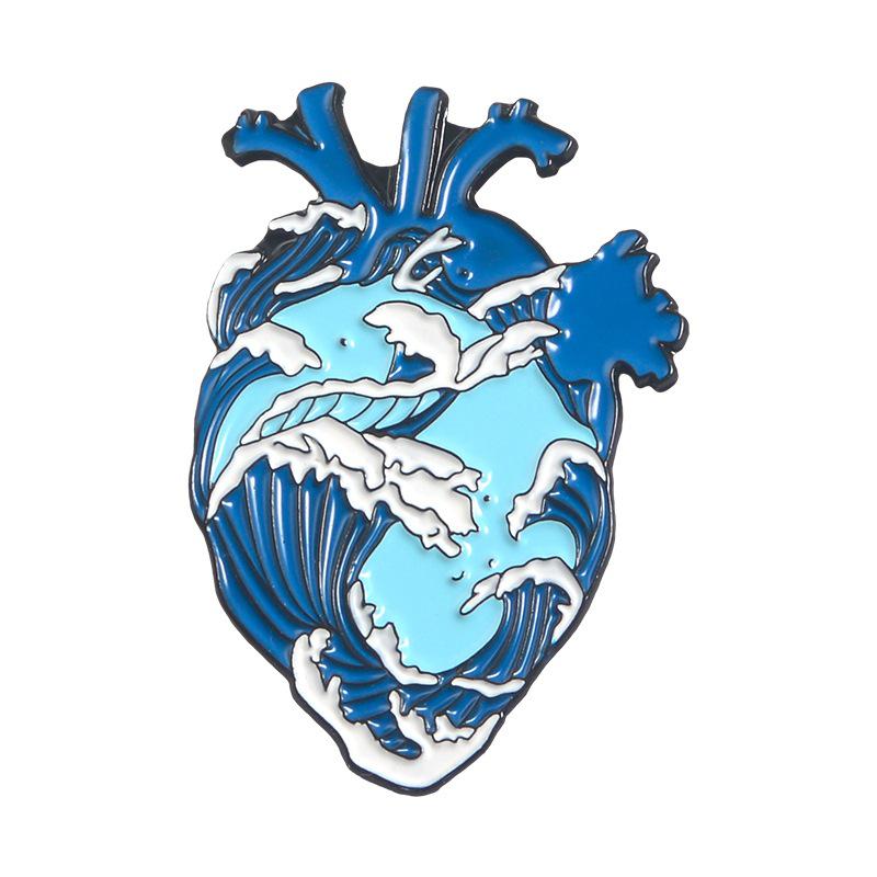 Creative Medical Organs Enamel Brooch Brain Lung Heart Chest Uterus Flower Wave Mechanical Heart Metal Badge Lapel Pins Jewelry