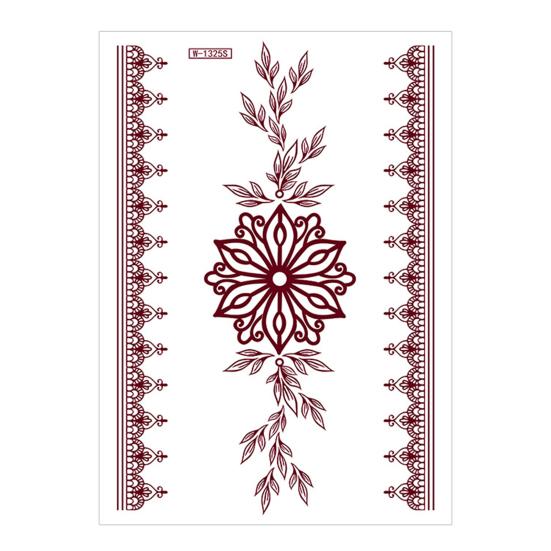 Nostalgie Red Henna Tattoo Kit, Waterproof Tattoos Stickers, Temporary Stickers for Women Wedding Party Festival Decorations
