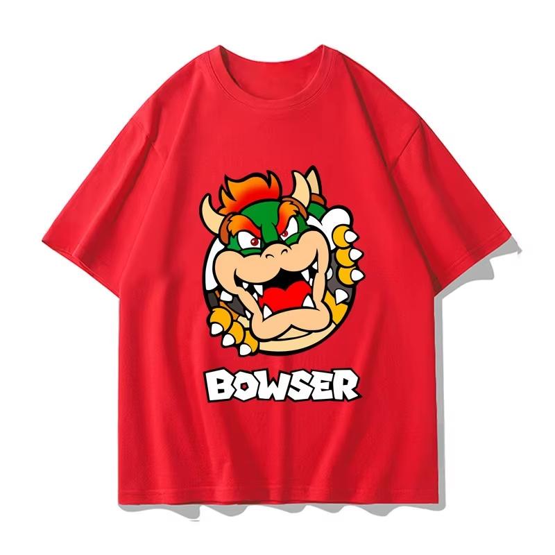 Super Mario Bowser T-shirt, Unisex Summer Y2K Style Pure Cotton Breathable Anime Short Sleeve Streetwear T-Shirt