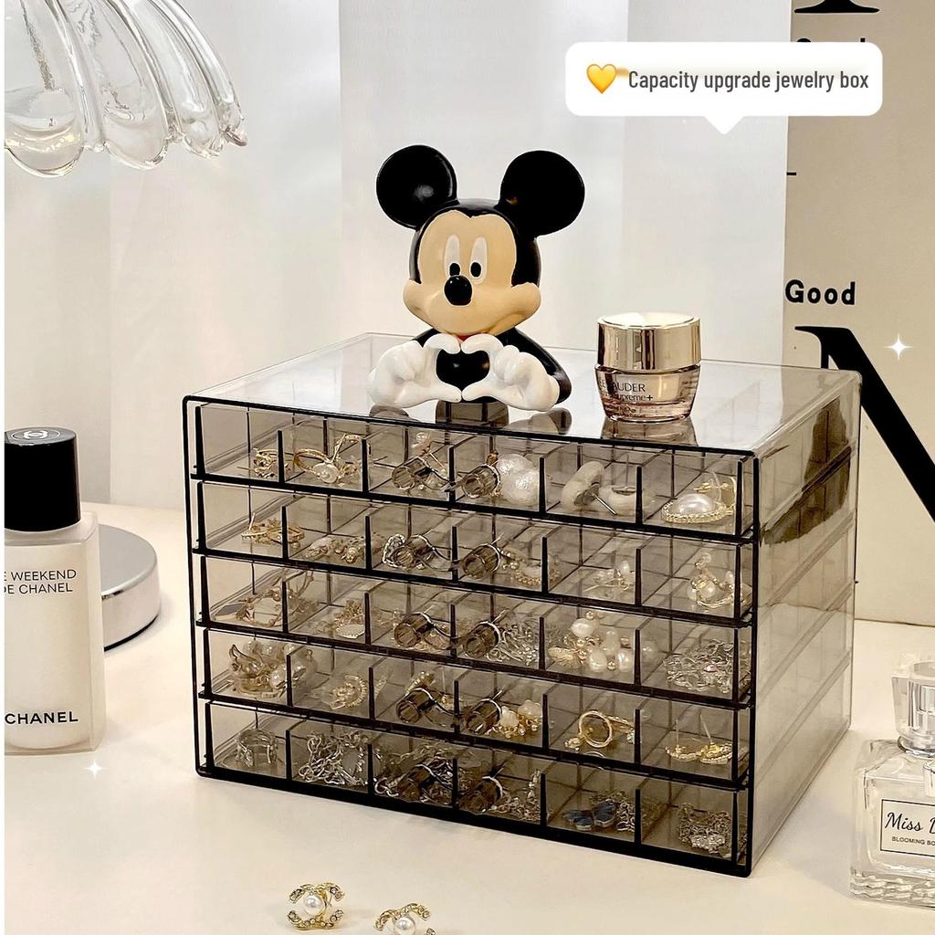 Transparent Multi-Layer Jewelry Box with Large Capacity for Earrings, Rings, and Ear Studs - Desktop Storage Solution