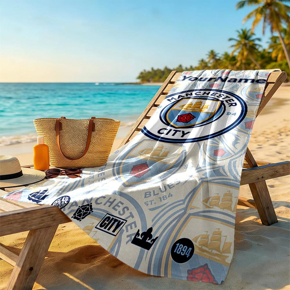 Manchester City Personalized Text Beach Towel Soft Durable Quick-Dry