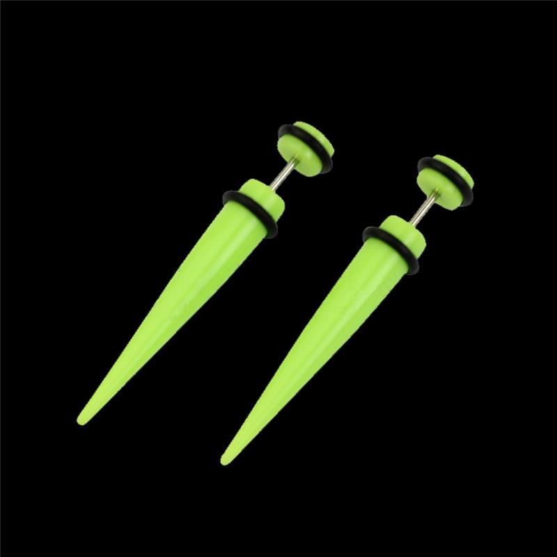 Long Cone Acrylic Perforation Stud Earring Fake Ear Expender Plugs Piercing