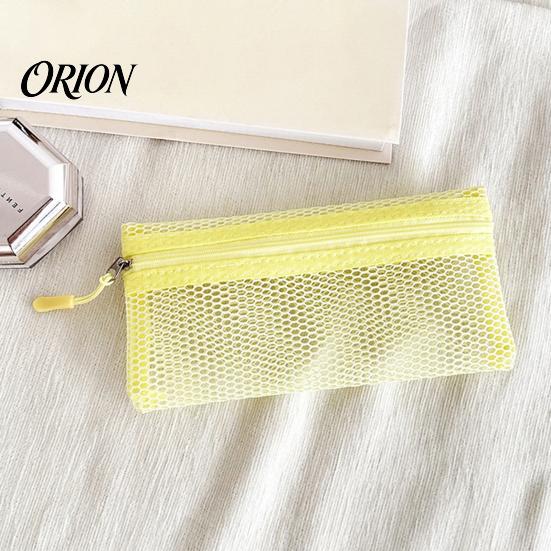 Portable Toiletry Pouch Mesh Makeup Brush Pouch, Cosmetic Bag with Zipper, Clear Quick Dry Accessory Case Organizer for Travel Daily Storage