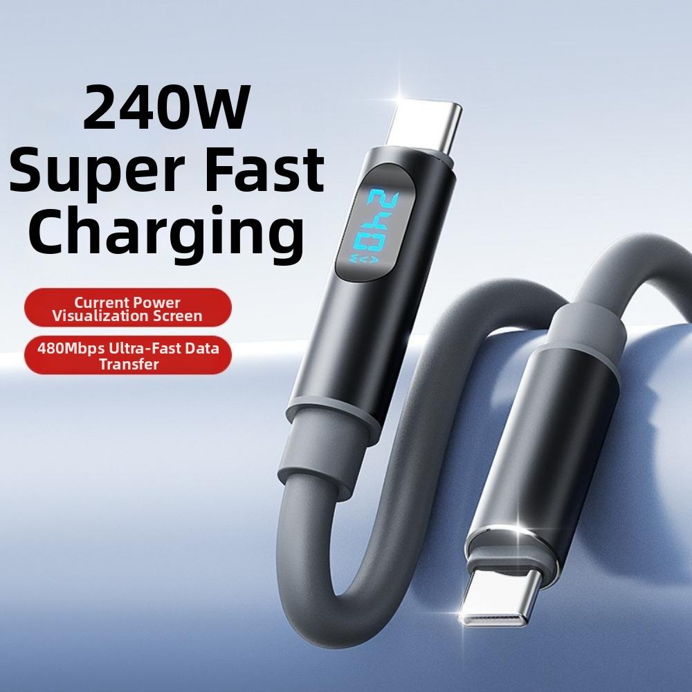 1.2m/1.8m 240W Super Charging Cable Type-C To Type-C Type-C Cable Durable Charging Cable Adapter