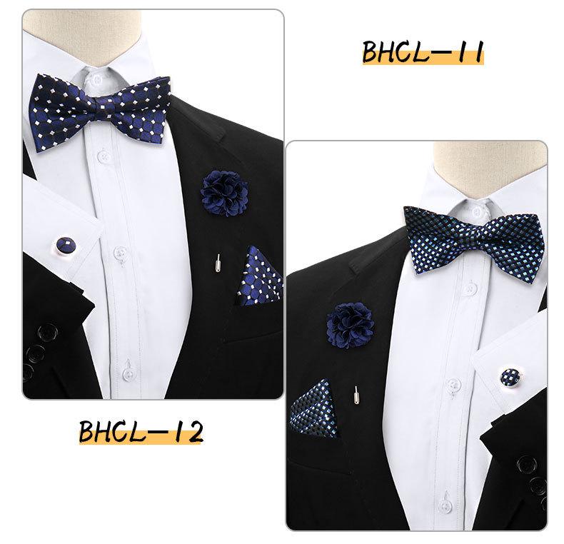 Korean Style 4-Piece Men's Bow Tie & Pocket Square Set for Weddings & Formal Events