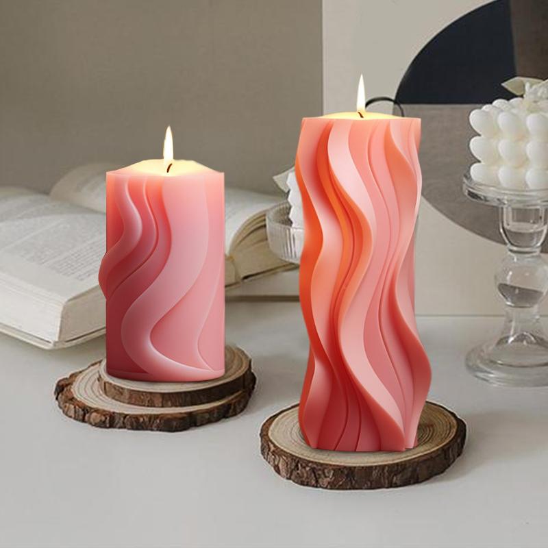 Molde de yeso con diseño de cilindro ondulado de arte abstracto para decoración del hogar, molde creativo para velas de aromaterapia, accesorios decorativos de silicona para bricolaje