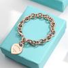 Womens Heart Shape Alloy Bracelet With Enamel Charm OT Clasp Ins Style Adjustable Length
