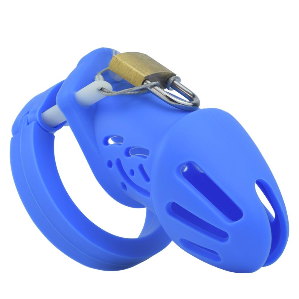 FRKO Pink Soft Silicone Male Chastity Cage Device Size S/L Invisible Lock Sex Toys with 5 Cock Ring Penis Sleeve for Men BDSM