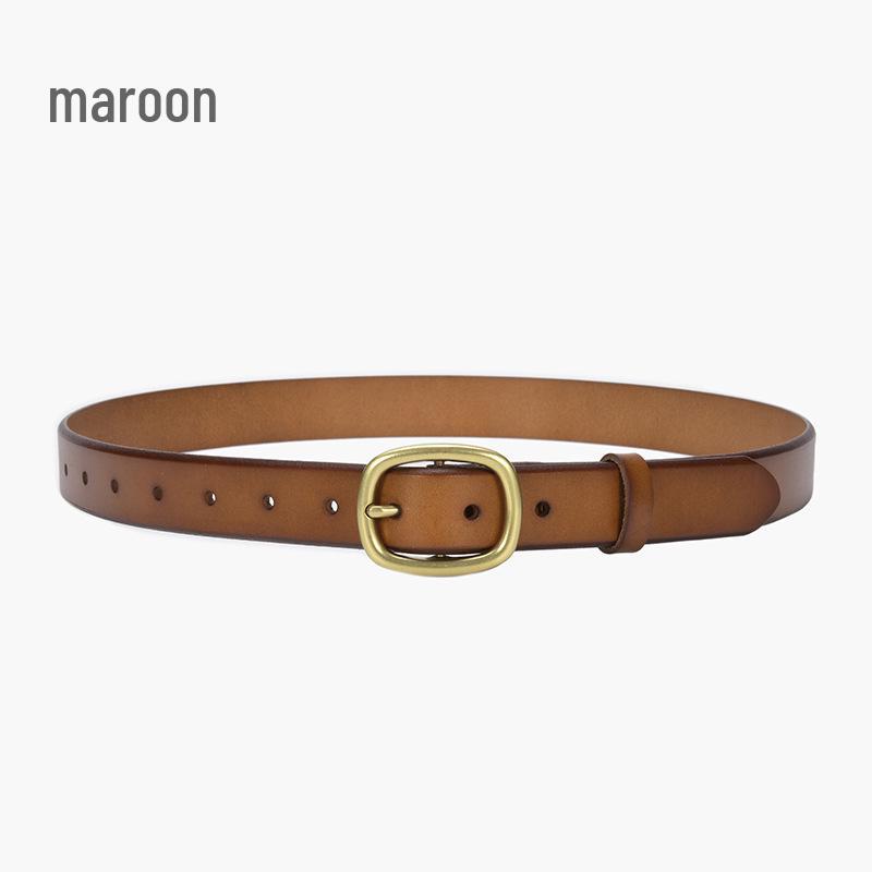 Women's Vintage Genuine Leather D-Ring Buckle Belt