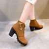2025Women High Heel Ankle Boots Autumn Winter Booties Woman Fashion New Lady Shoes Brown Black Short Boot Female Botas De Mujer