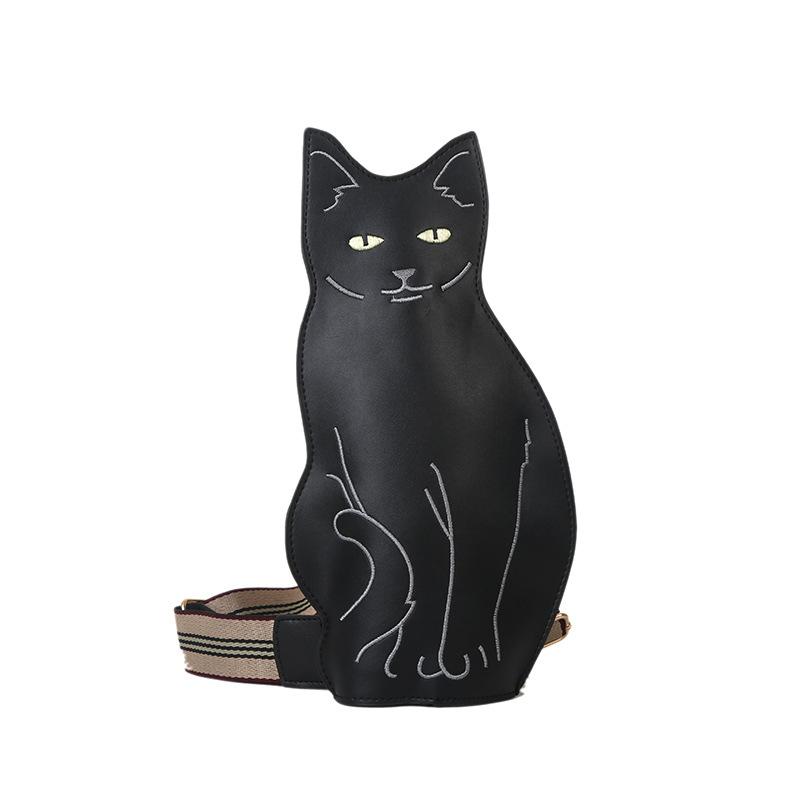 

Balck Cat Shaped Crossbody Bag Vintage Animal Sling Bag Cute Cartoon Shoulder Bag сірий колір