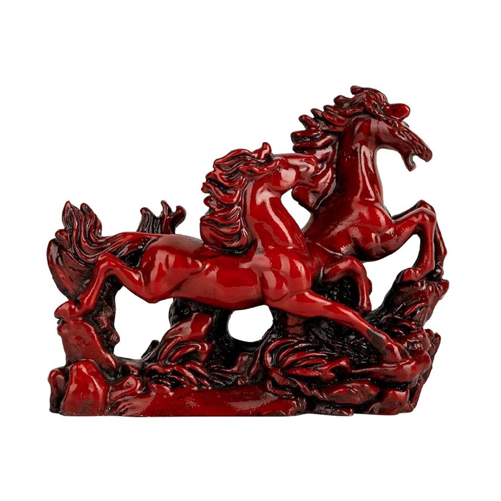 Red Horse | Vastu Two Running Horses Showpiece | Decorative Showpiece for Home & Office