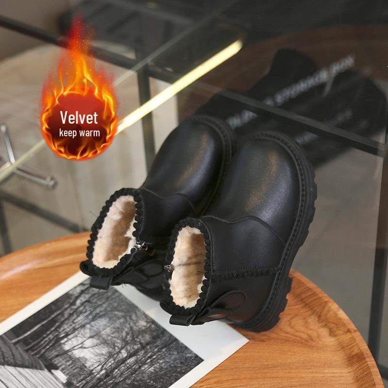 Ghete Martin la modă pentru fete: Toamnă/Iarnă 2025 cu Talpă Moale și Catifea, Design Prințesă la Gleznă.