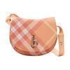 Peach Check Saddle Crossbody Bag, Luxury Hardware Adjustable Strap Shoulder Handbag for Women, Daily Commute & Casual 80814091