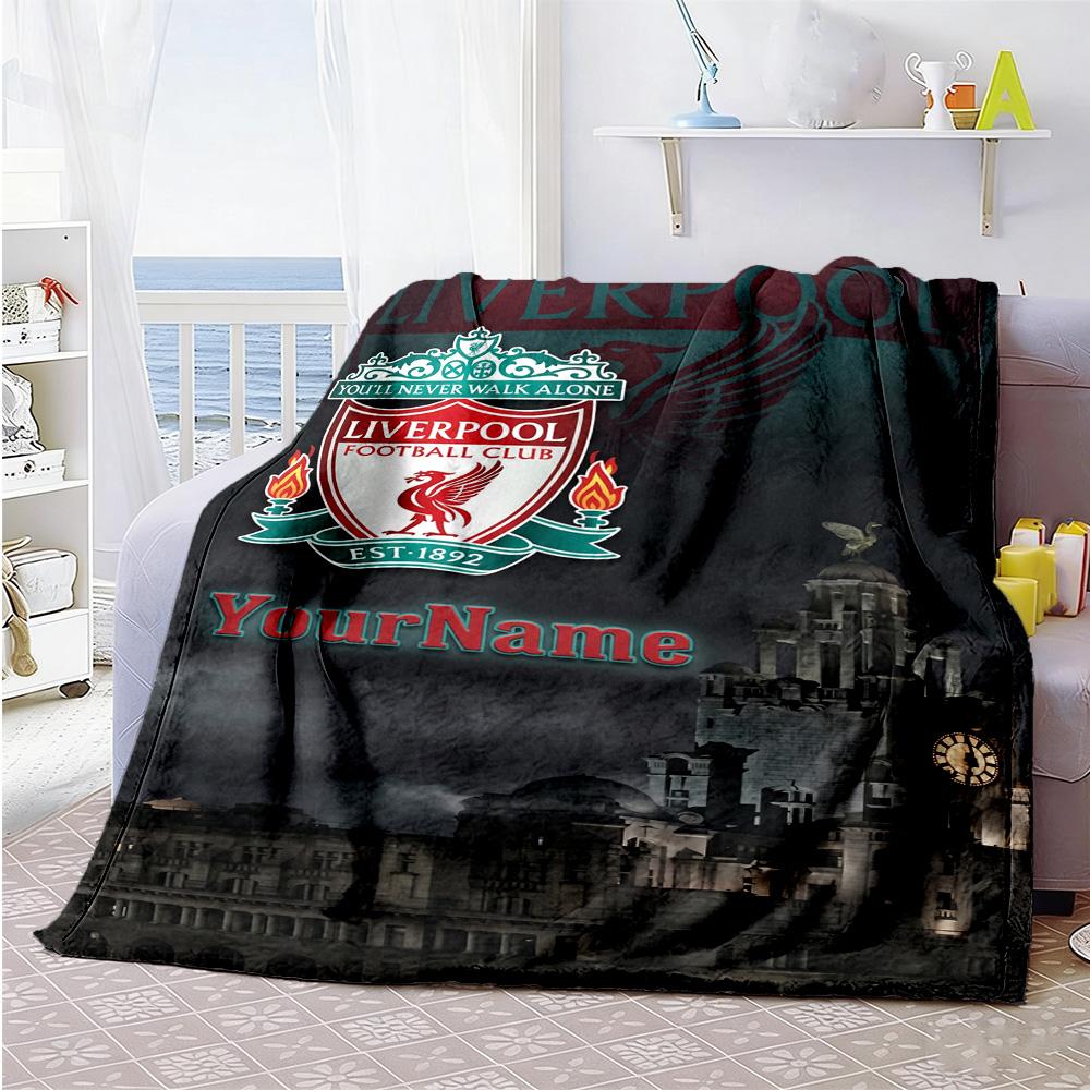 Liverpool Customize Your Name Blanket Cozy Customizable Blanket Soft & Cozy for Office Chair Living Room Bedding Livingroom Four Seasons Multipurpose