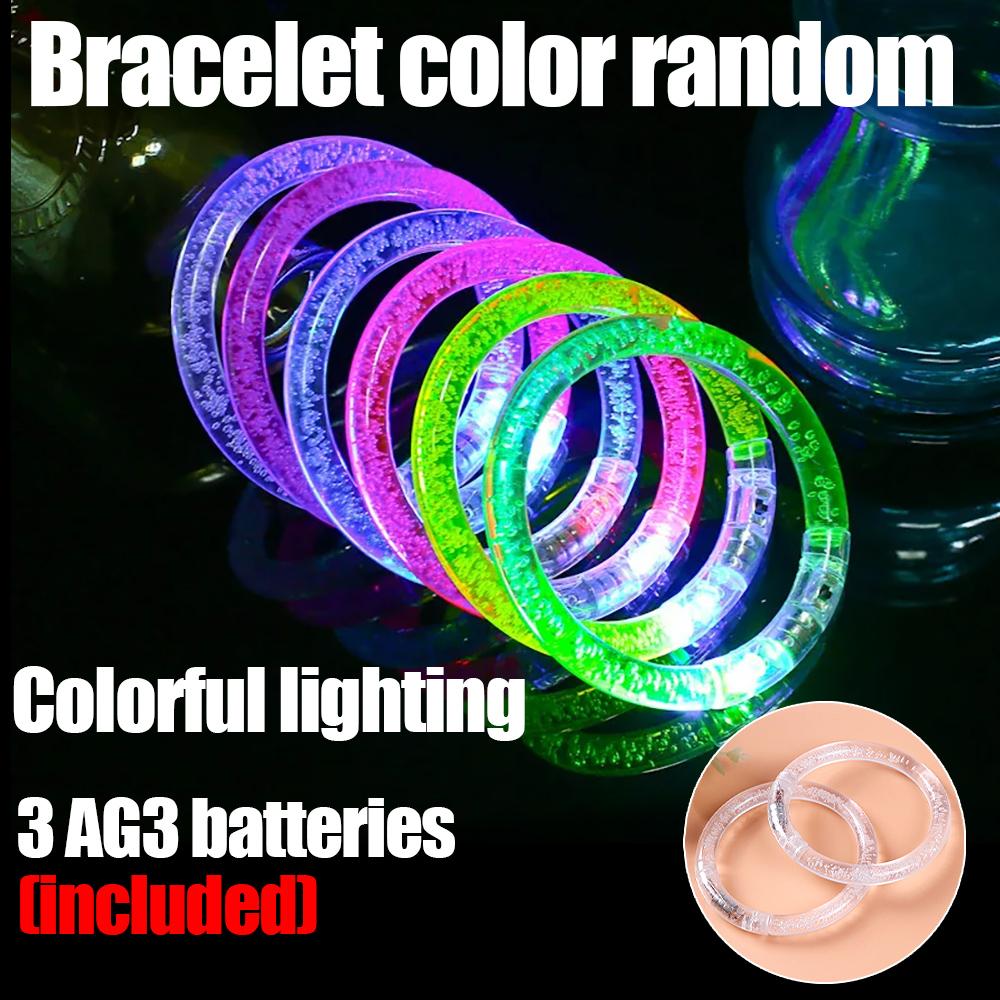 

10/1x Light Up LED Bracelets Neon Glowing Bangle Luminous Wristbands Glow in The Dark Birthday Party Supplies for Kids Adults 1PC