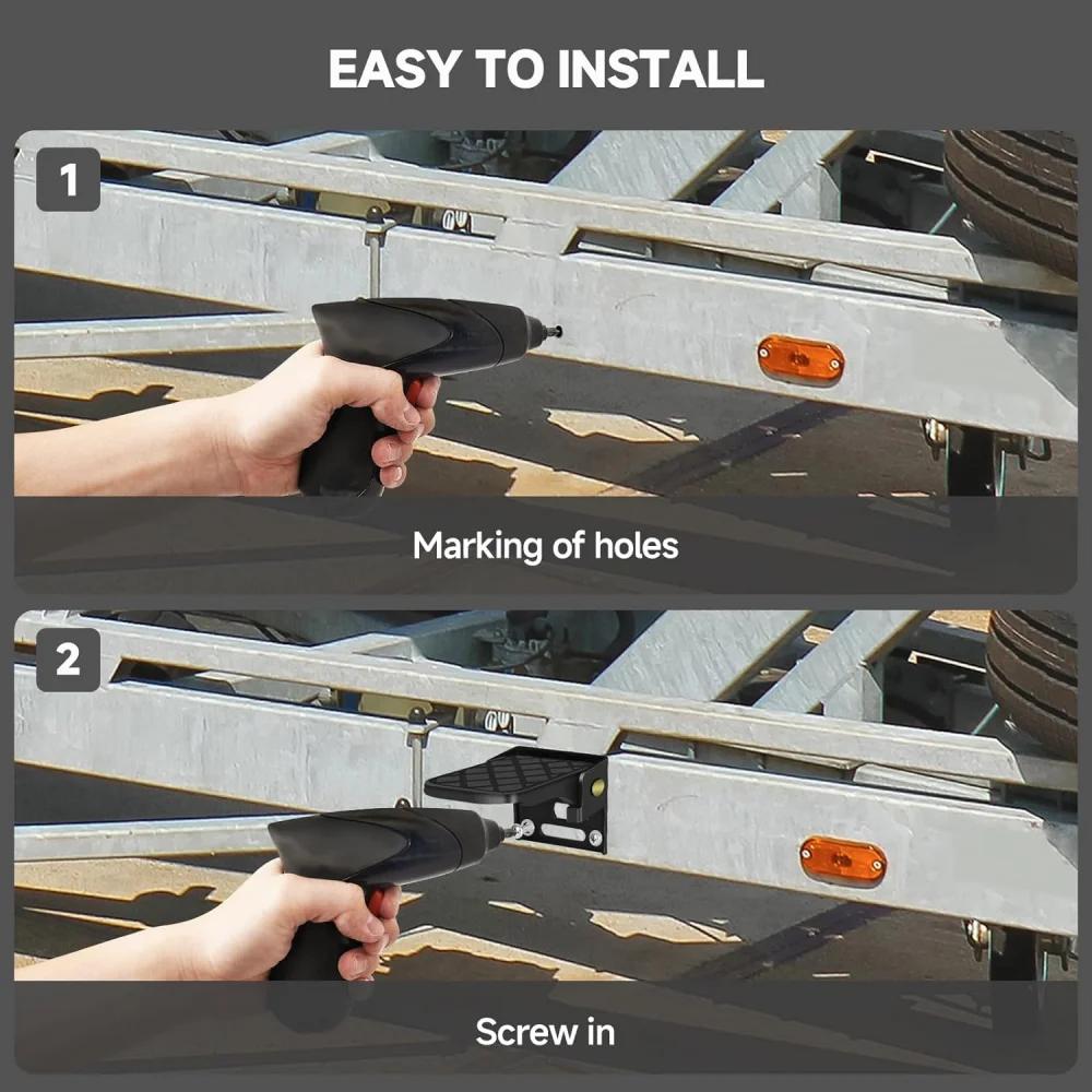 2PCS Folding Truck Bed Step Anti-Slip for Boat Trailer Bumper Pickup Truck Tailgate Ladder Campers RV Exterior Accessories