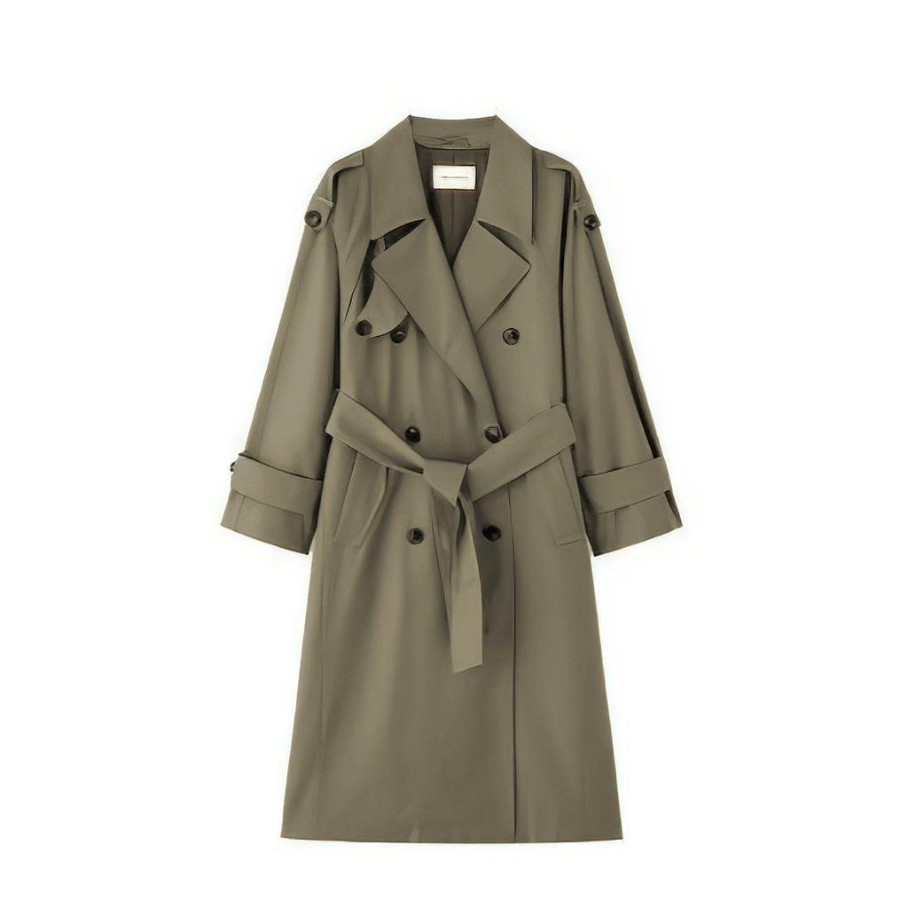 Women's British-Style Long Trench Coat - Spring & Autumn 2025 Collection, New and Beautifully Casual for Petites