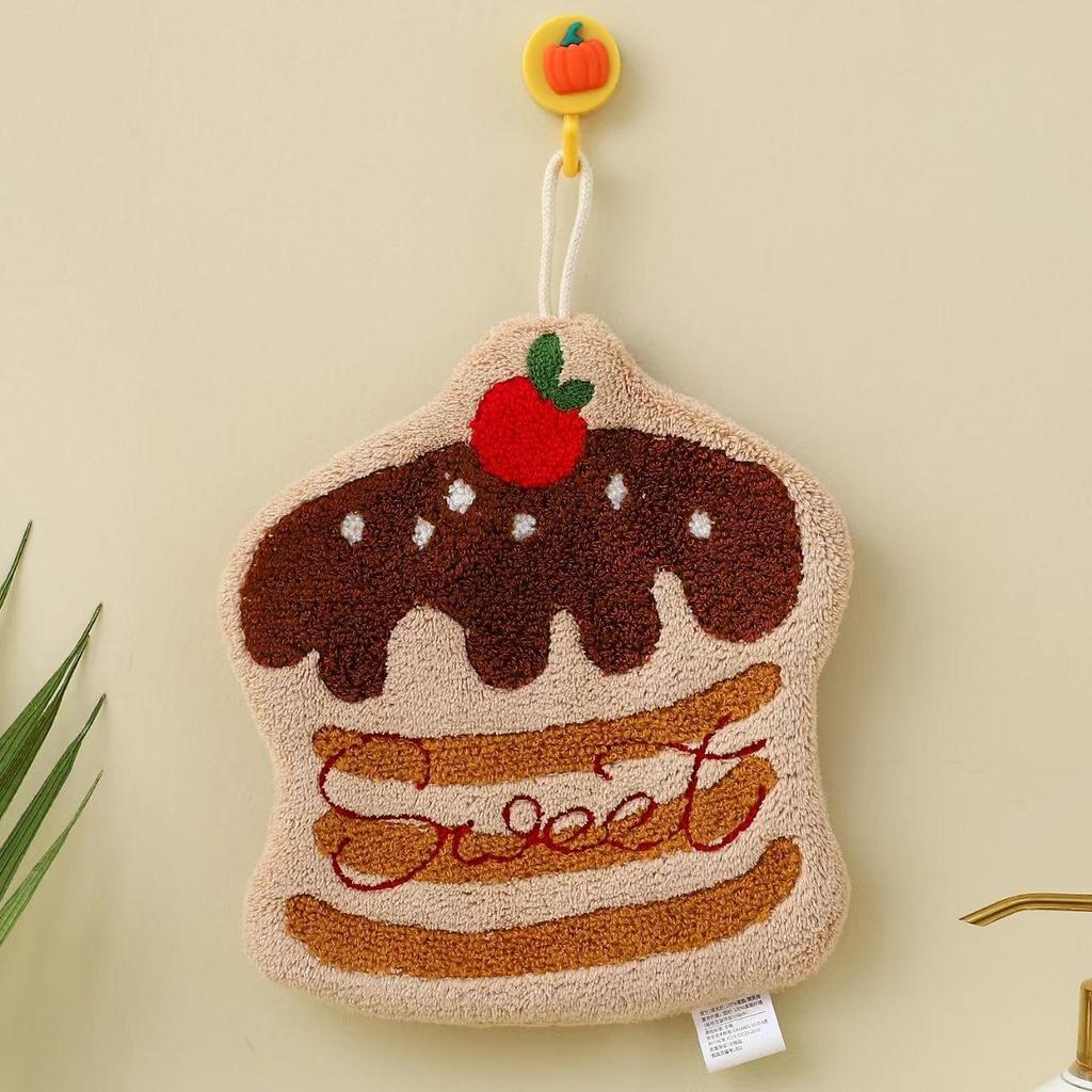 Coral Fleece Hanging Hand Towel - Thick, Absorbent, Cute Design for Kitchen or Bathroom