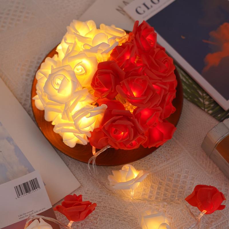 2M 1OLEDs Lights Rose Flower Fairy LED Light String Festoon Garland Lamp for Christmas Wedding Party Valentine Room Decoration