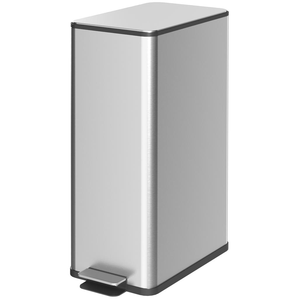 Trash Can 20L, Soft-Close Lid, Deodorant Compartment, Fingerprint-Proof, Stainless Steel, Silver