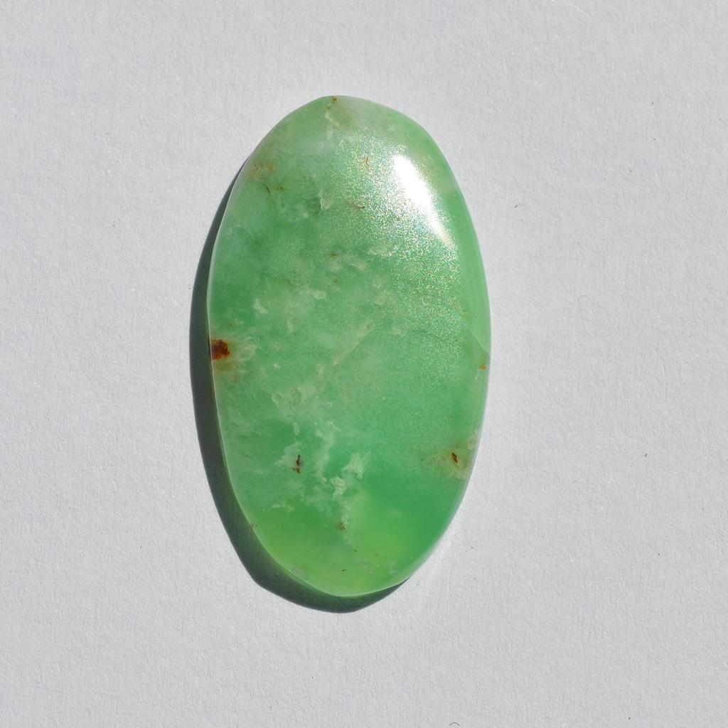 Natural Chrysoprase Gemstone Cabochon - Loose Semi Precious Stone 17 Carats Oval Shape 28x16 Mm, Jewelry Craft Supply