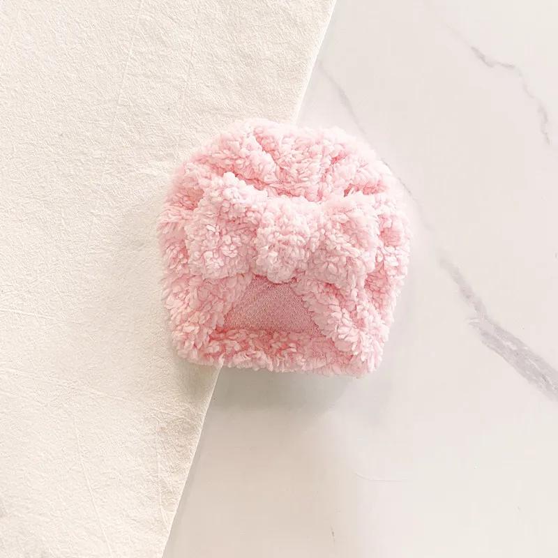 

Autumn Winter Newborn Baby Hats Soft Lambswool Solid Color Cute Bowknot Turban Fabric Thick Warm Infant Beanie Hat For Boy Girl розовый