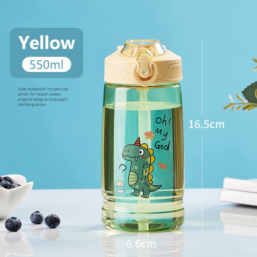 

550 мл мультяшная детская бутылка для воды с динозавром пластиковый стаканчик с соломинкой портативная бутылка для питья студенческая детская чашка для воды посуда для питья 550ML