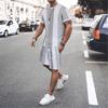 Tuta Estiva da Uomo Striscia Colorata Stampa 3D Set T-shirt e Pantaloncini 2 Pezzi Moda Streetwear Uomo Tute Oversize Abbigliamento Sportivo