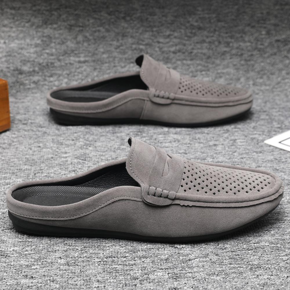 Hollow Out Mules Half Loafers Slippers Men Man Summer Slip On Sneakers Large Size 45 46 Open Back Casual Shoes Slides Sandals