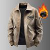 Spring and Autumn New Men's Leather Jacket Lapel Three-dimensional Pocket Fashion Trendy Men's Clothing Casual Versatile Trendy Brand Leather Jacket