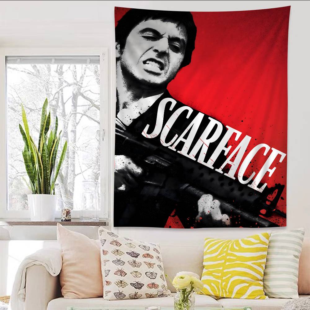 Movie SScarfaceS Cartoon Tapestry Art Science Fiction Room Home Decor Wall Hanging Sheets