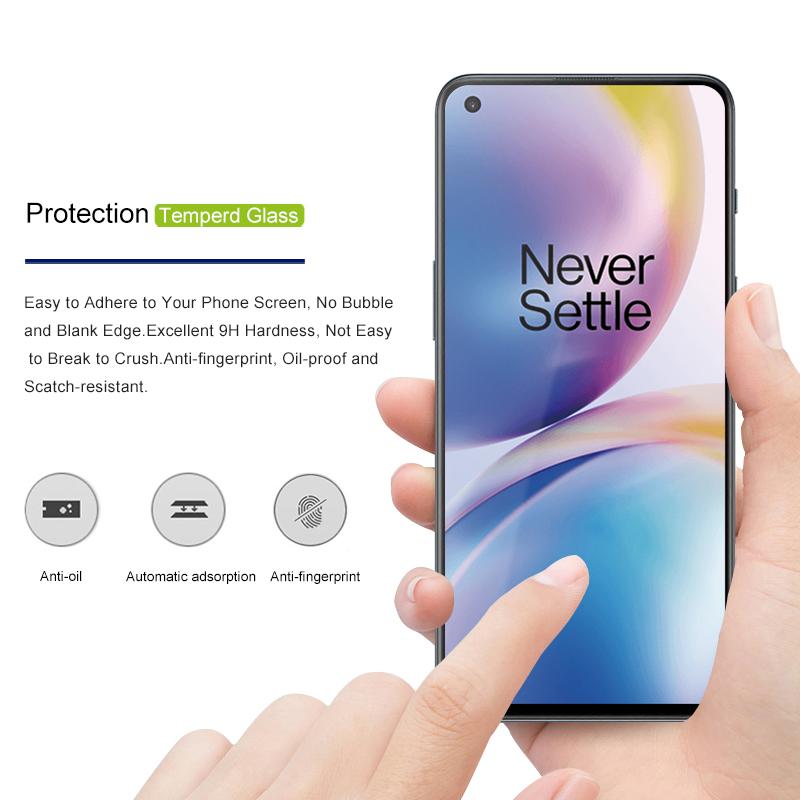 AMORUS for OnePlus Nord 2 5G Full Coverage Full Glue Screen Protector Silk Printing Clear 9H Hardness Tempered Glass Film