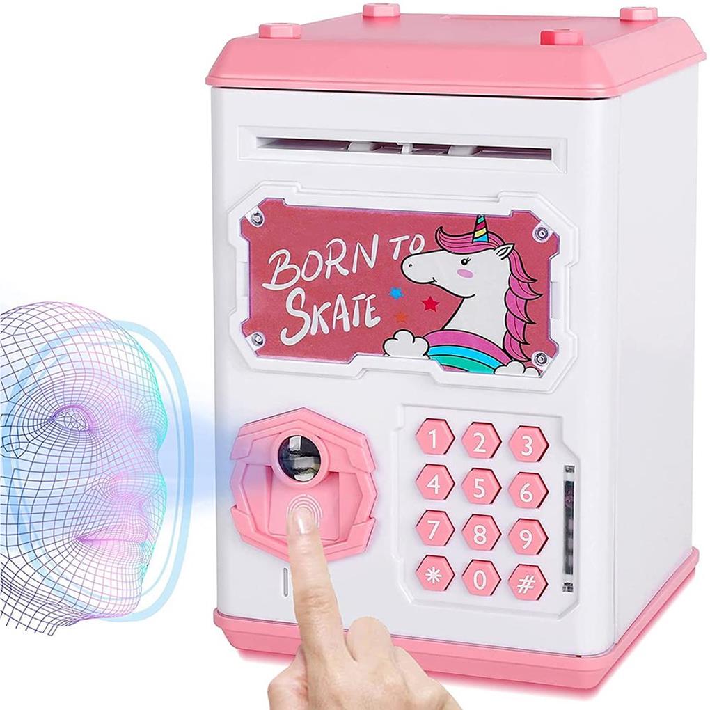 Caixa eletrônico de reconhecimento facial Caixa de depósito de impressão digital Banco eletrônico infantil Caixa de depósito de dinheiro Caixa de depósito com trava de senha