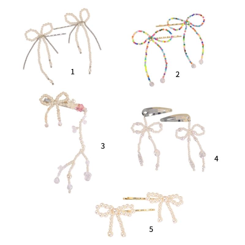 Fashionable Bow Hair Clip Simple Bowknot Hairpin Imitation Pearls Bow Barrettes Elegant Accessories for Women Girls