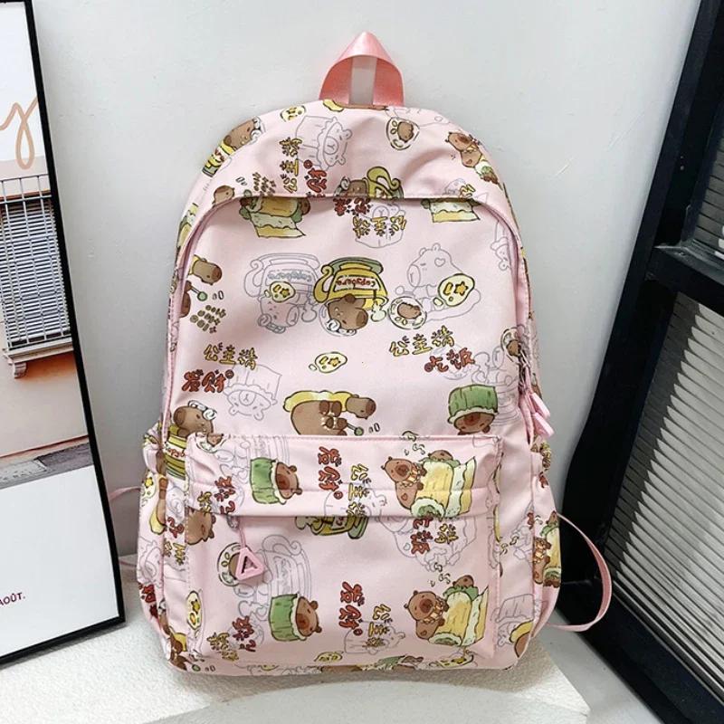 Kawaii Cartoon Capybara Backpack Funny Large Capacity Capybara School Bag Student Laptop Bag School Backpack for College Student
