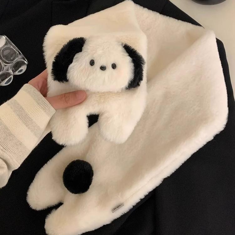 

Скидка для новичков: Милый белый шарф в виде медвежонка для девочек - Плюшевый, теплый и универсальный для зимы и осени