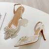 Fashion Eilyken Spring Butterfly-knot Pointed Toe Women Pumps Elegant High Heels Slingbacks Buckle Strap Shoes Zapatos De Mujer
