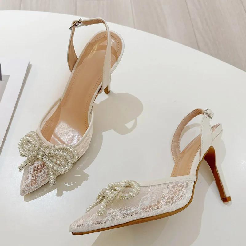 Fashion Eilyken Spring Butterfly-knot Pointed Toe Women Pumps Elegant High Heels Slingbacks Buckle Strap Shoes Zapatos De Mujer