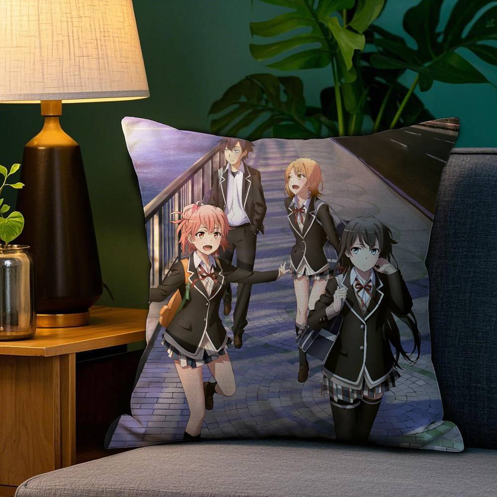 

My Teen Romantic Comedy SNAFU Pillow Case Anti-dustmite Pillowcase Invisible zipper silky short plush Sofa cushion cover 12x12Inch