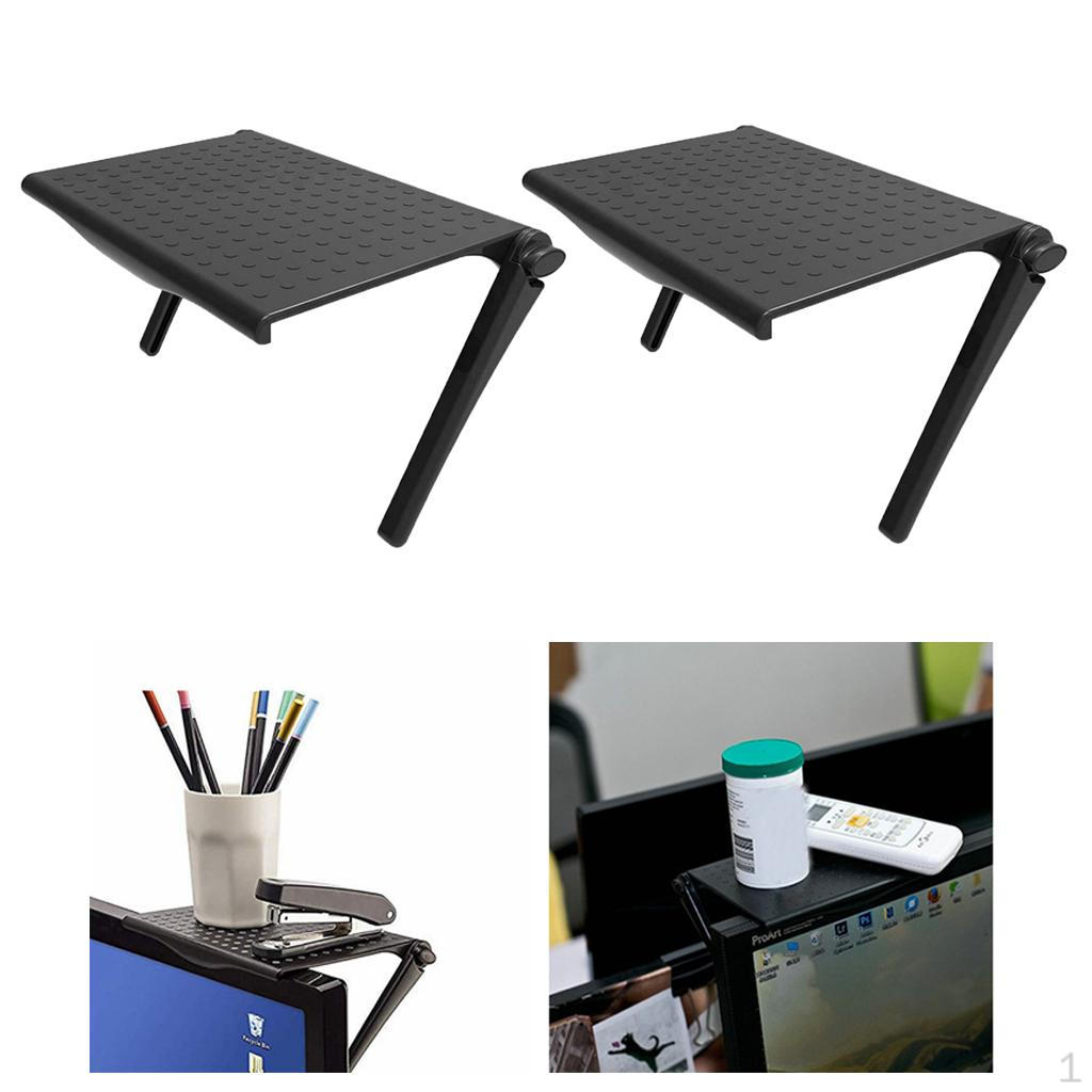 

2x Adjustable TV Screen Monitor Shelf Computer Top Storage Bracket