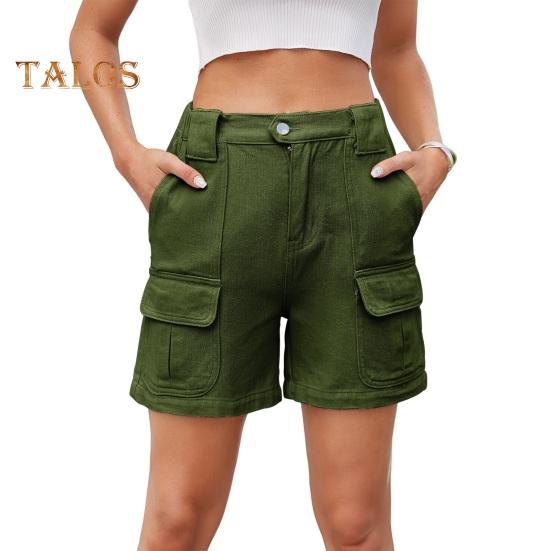 Pantaloni scurți cargo de damă, casual, până la genunchi, bermude cu buzunare multiple, pantaloni cargo de vară cu picior drept