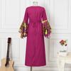 Oversized Women Long Flare Sleeve Floral Print Casual Loose Maxi Long Dress