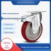 Red Polyurethane Swivel Casters, Medium-Thick 3'', 4'', 5'', Double Bearings, Wear-Resistant, High-Strength Furniture Wheels